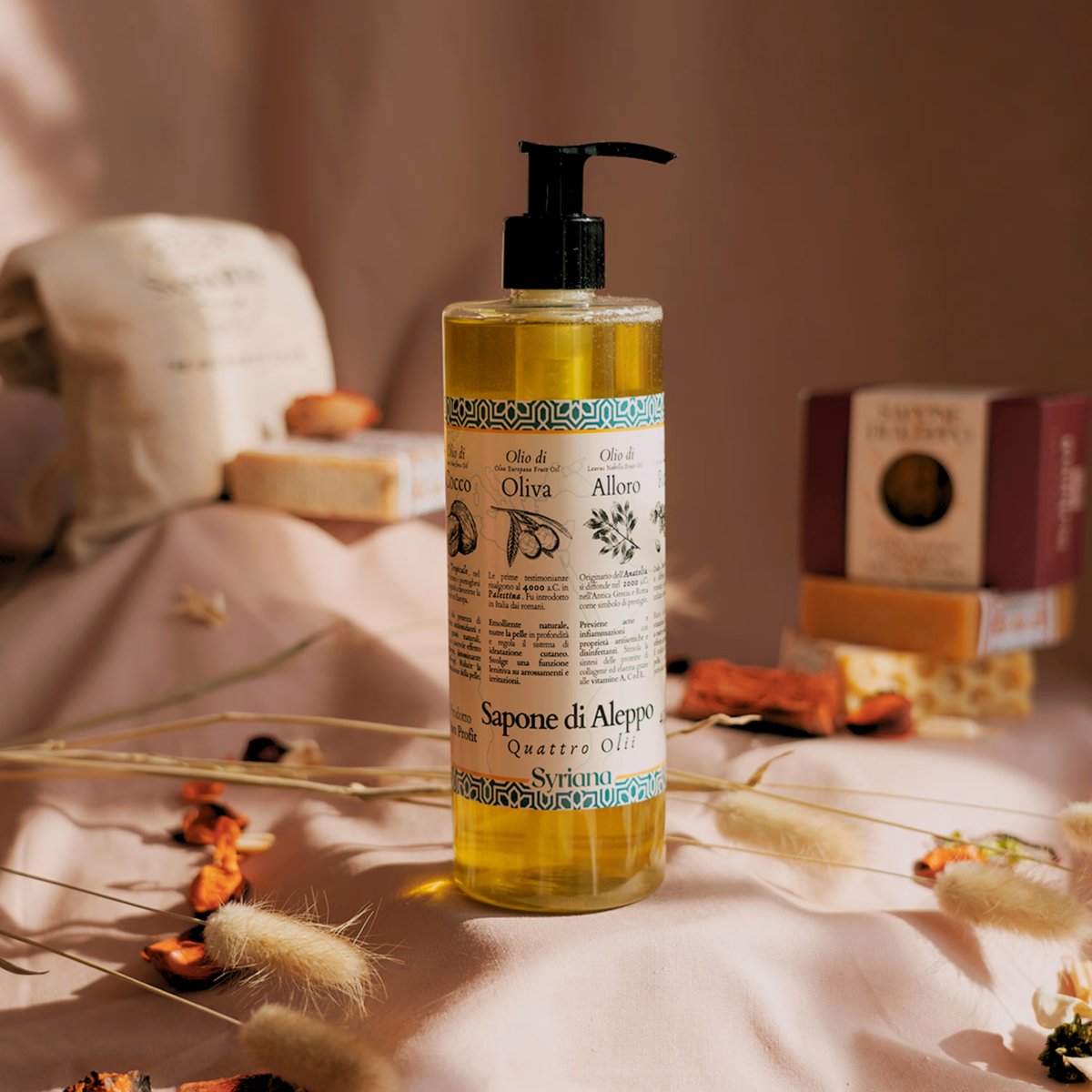 Sapone Liquido di Aleppo: un Mosaico di Oli Preziosi: 400 ml (flacone)